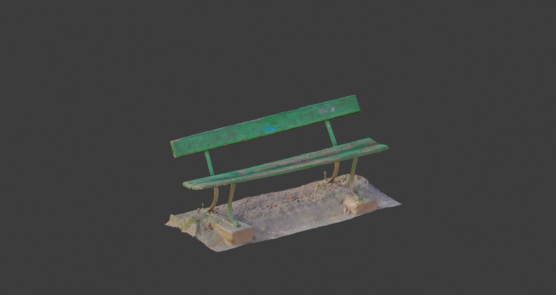 Old bench 3D model Photoscan processed Low-poly 3D model_2