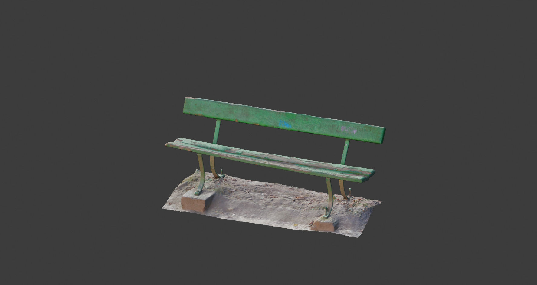 Old bench 3D model Photoscan processed Low-poly 3D model_11