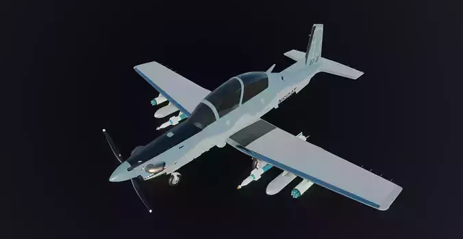 BEECHCRAFT - AT-6 WOLVERINE LIGHT-ATTACK AIRCRAFT - Low-poly 3D model
