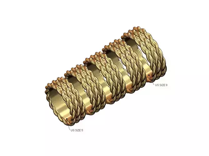 Triple braided wire fashion band US sizes 5to9