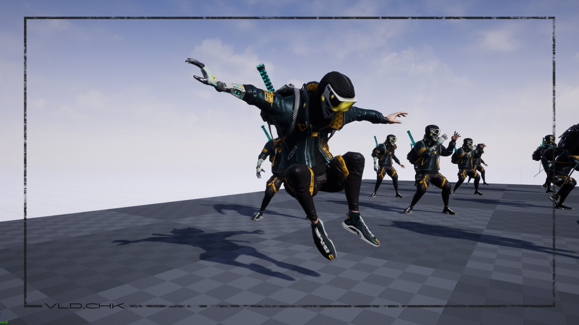 Cyber ninja Low-poly 3D model_12