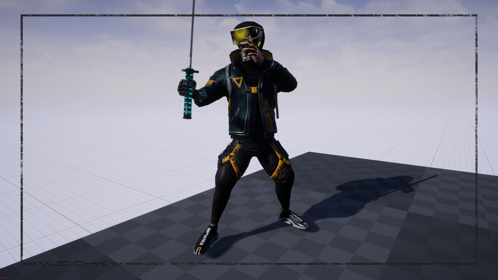 Cyber ninja Low-poly 3D model_16