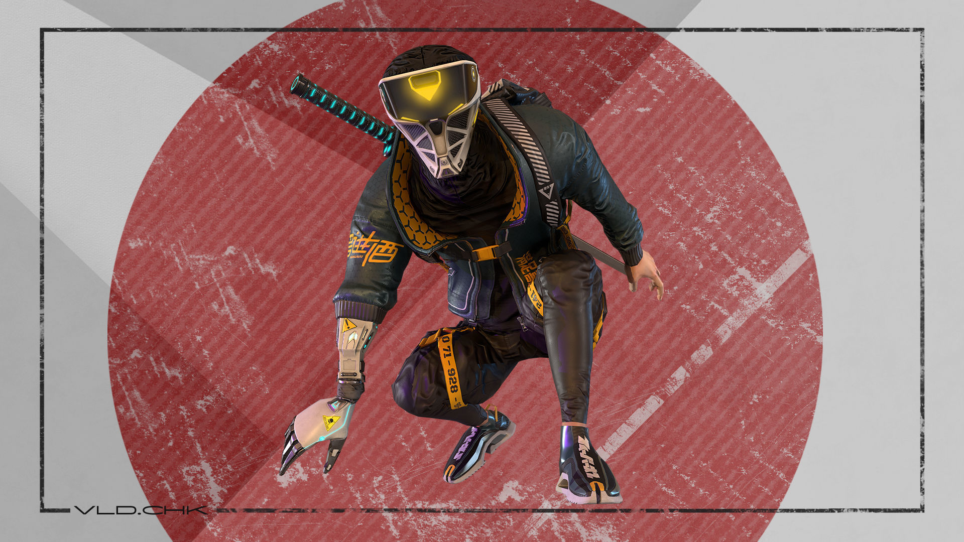 Cyber ninja Low-poly 3D model_2