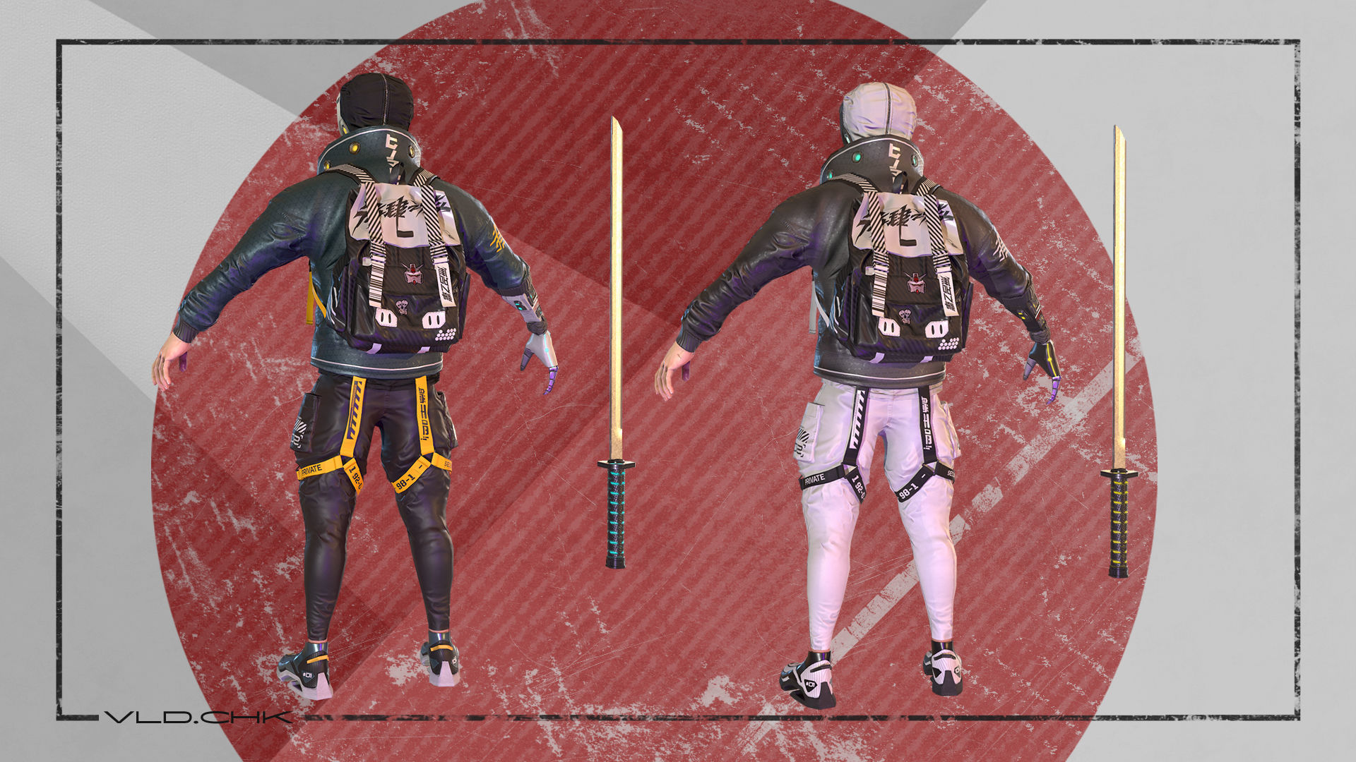 Cyber ninja Low-poly 3D model_11