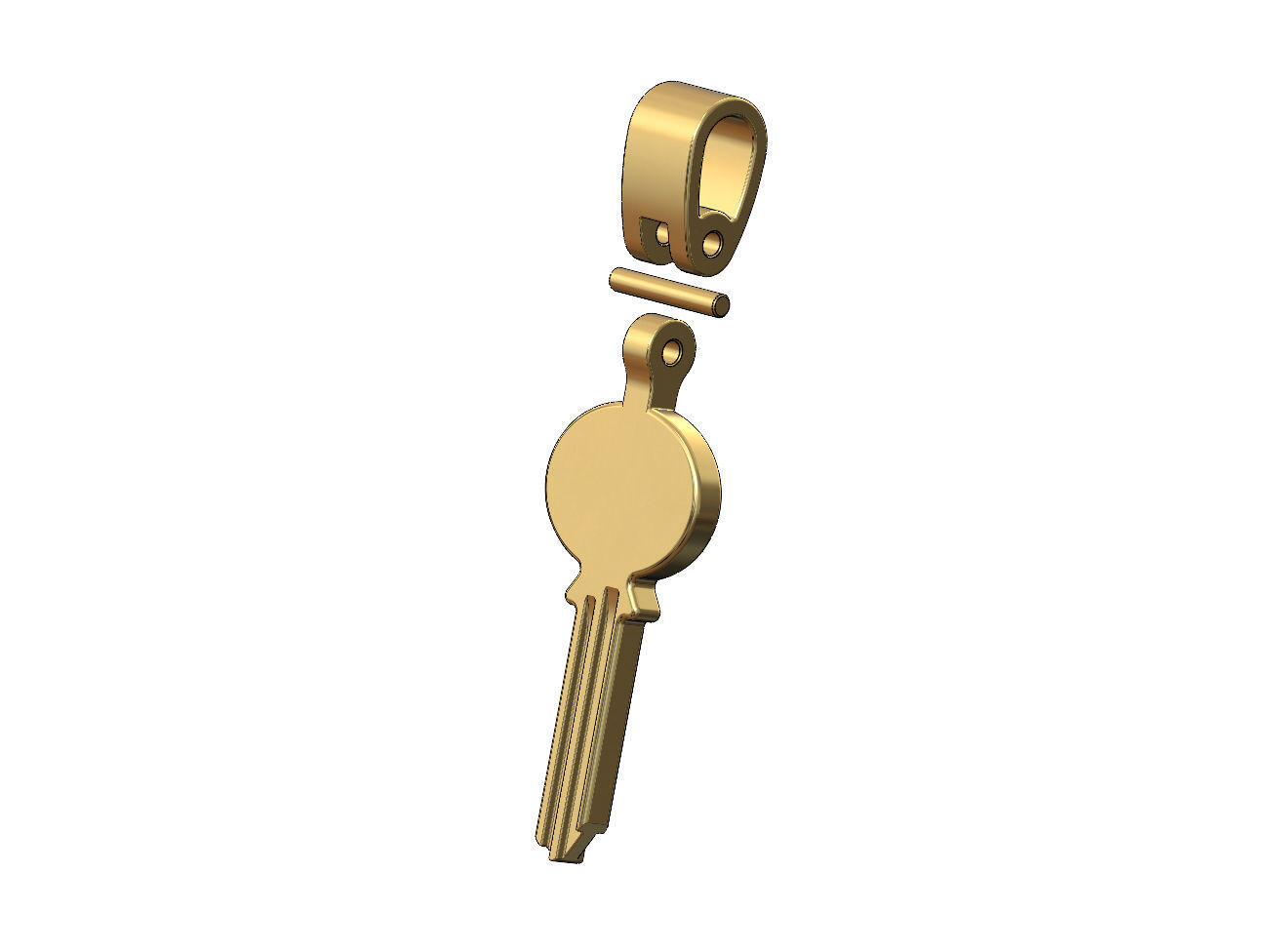 Key pendant with bail 3D print model_3