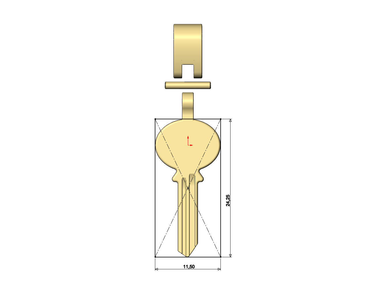 Key pendant with bail 3D print model_5