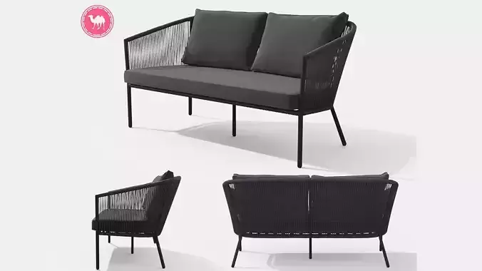 Corda Slate Gray Sofa Low-poly 3D model
