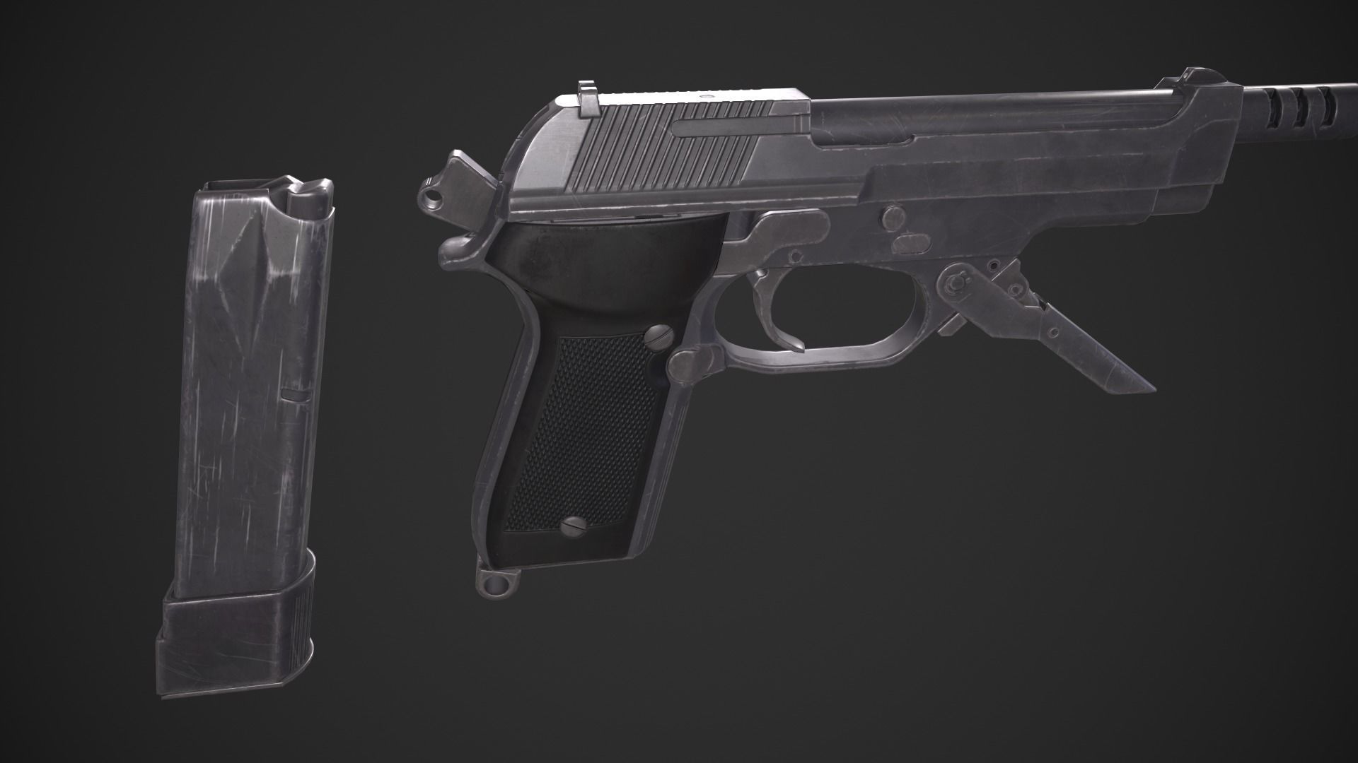 Beretta 93R Low-poly 3D model_11