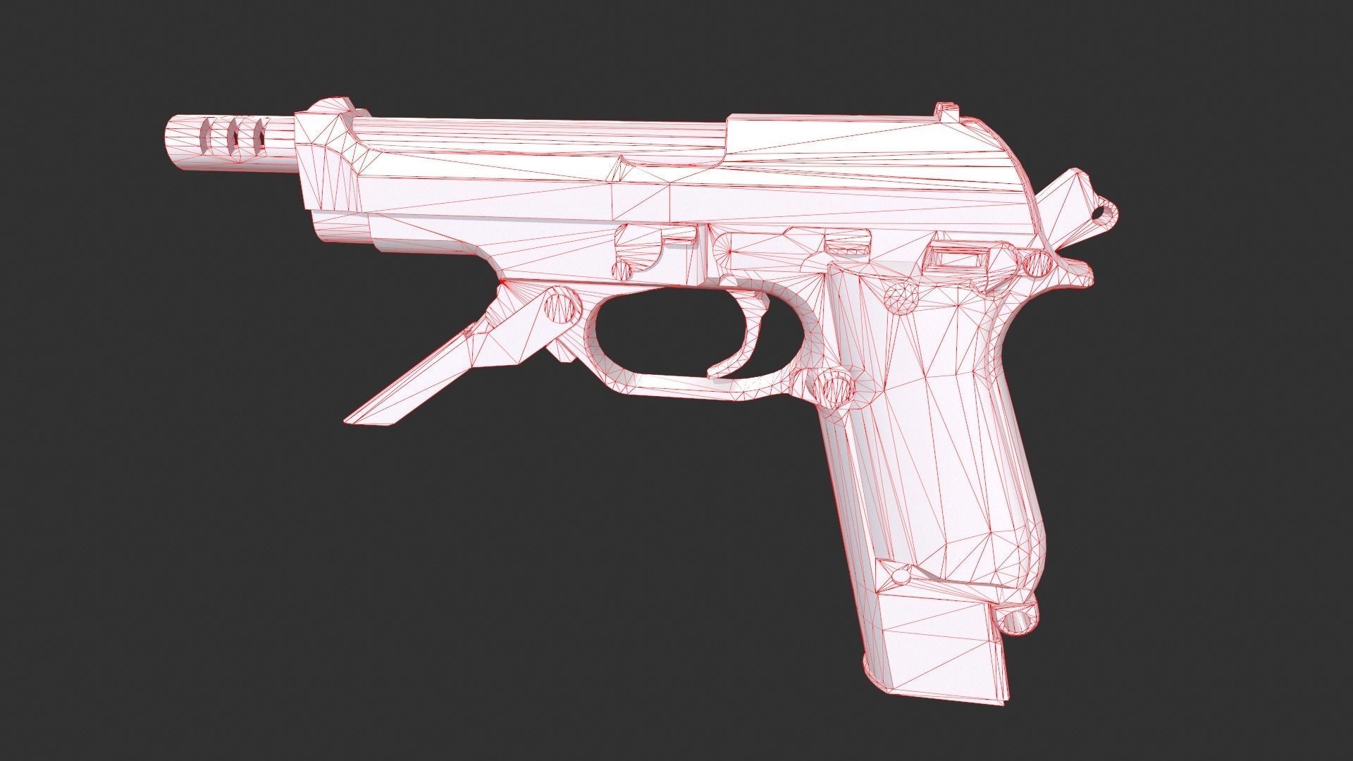 Beretta 93R Low-poly 3D model_4