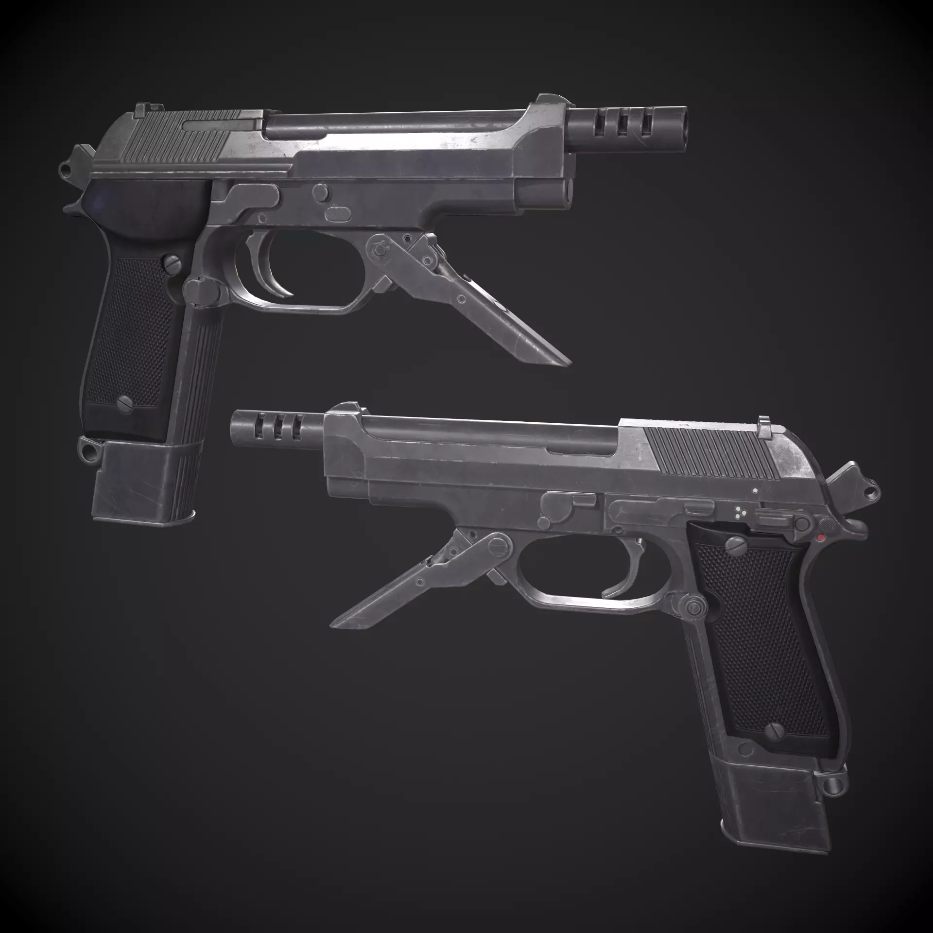 Beretta 93R Low-poly 3D model_0
