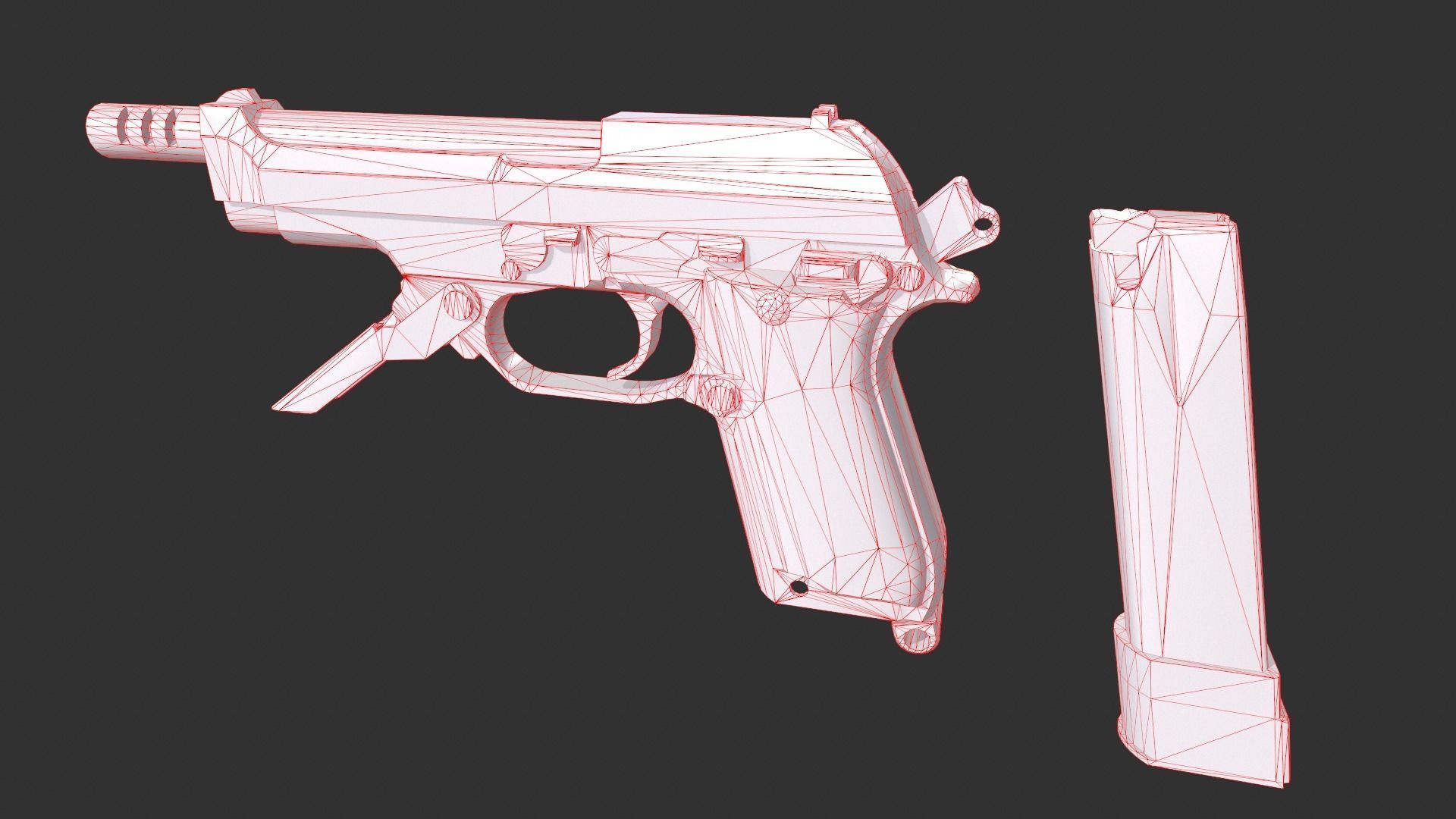 Beretta 93R Low-poly 3D model_14