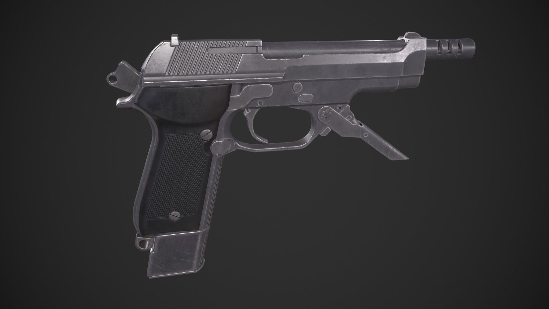 Beretta 93R Low-poly 3D model_1
