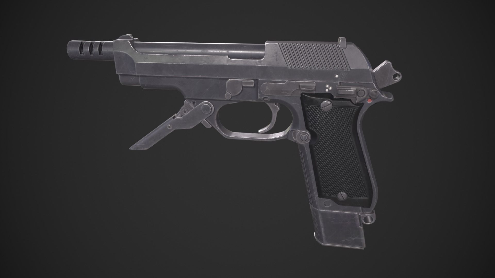 Beretta 93R Low-poly 3D model_3