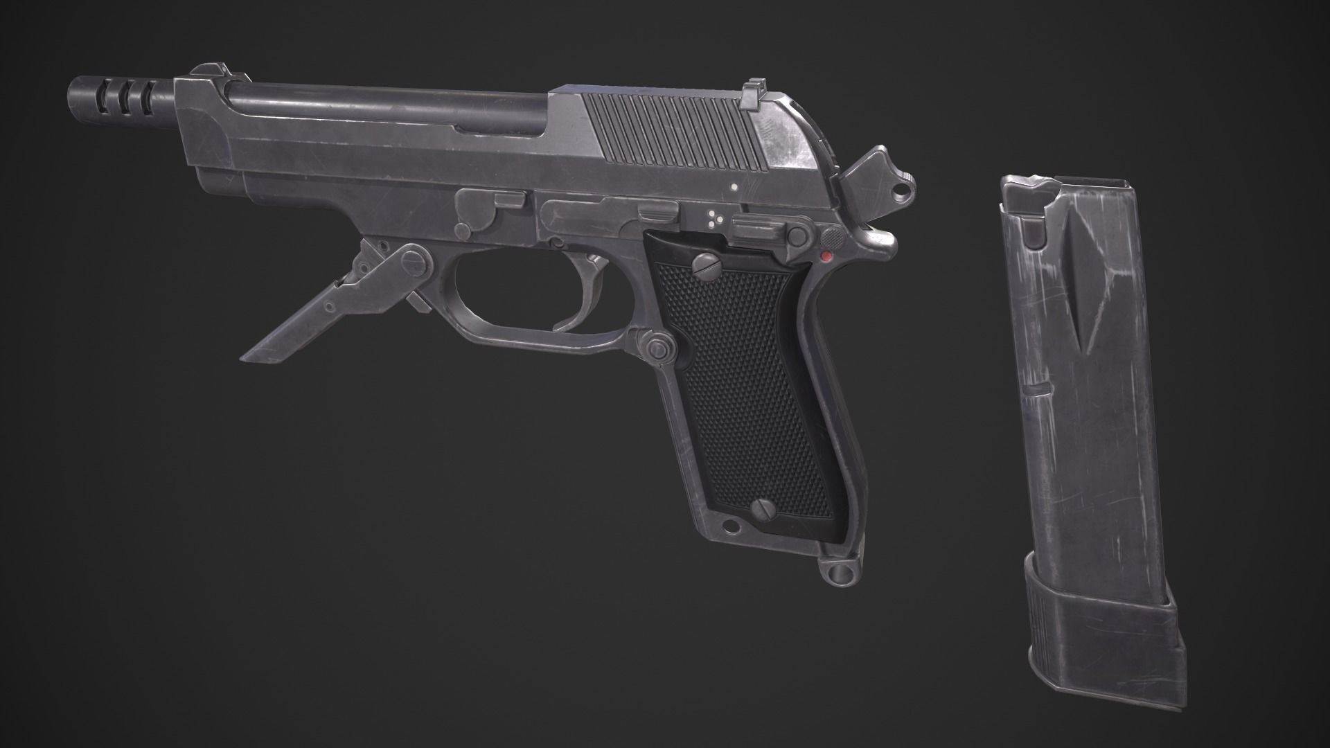 Beretta 93R Low-poly 3D model_13