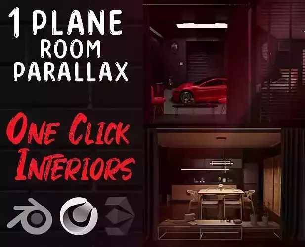 Parallax room pack  One click interiors 40 rooms KPACK  Windows 3D model