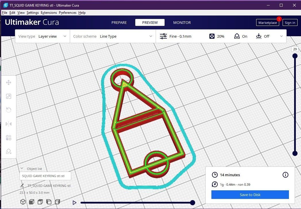 key chain squid game  3D print model_1
