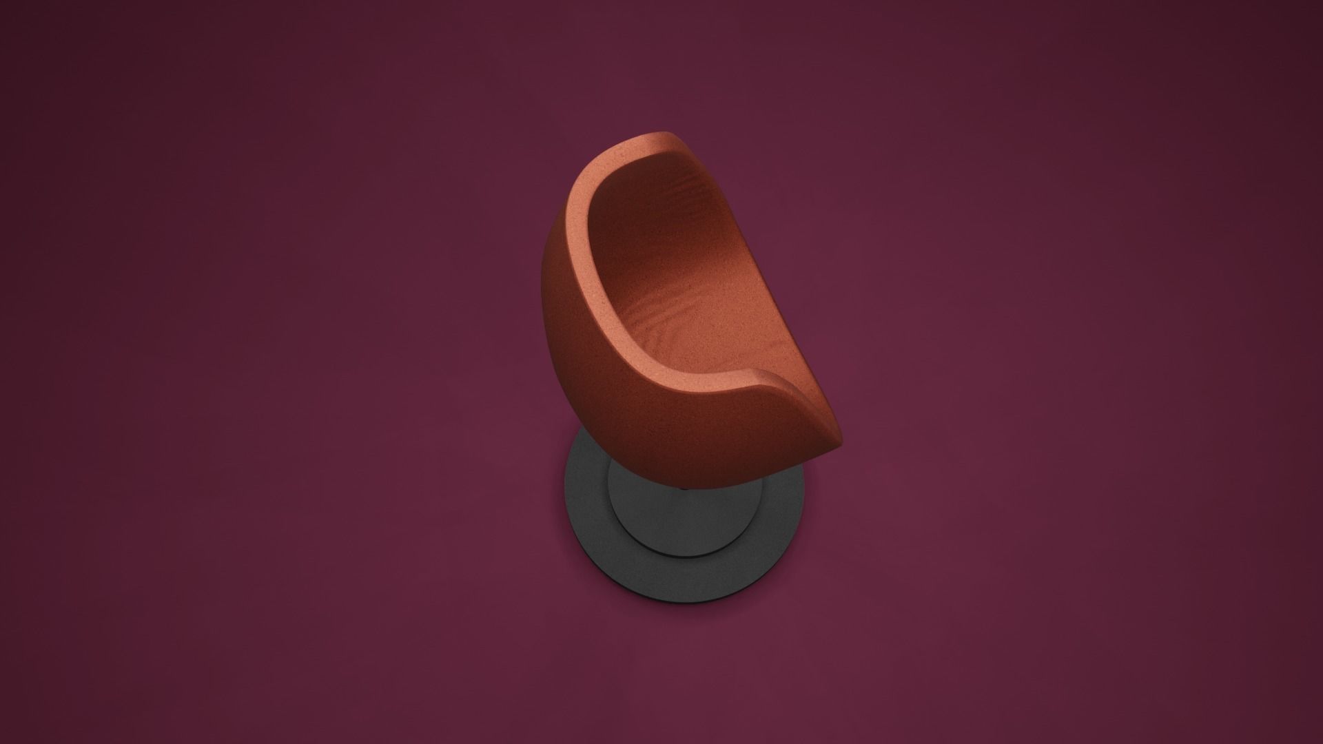 Cushion orange chair Low-poly 3D model_9