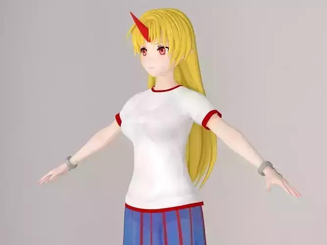 T pose nonrigged model of Yuugi Hoshiguma anime girl