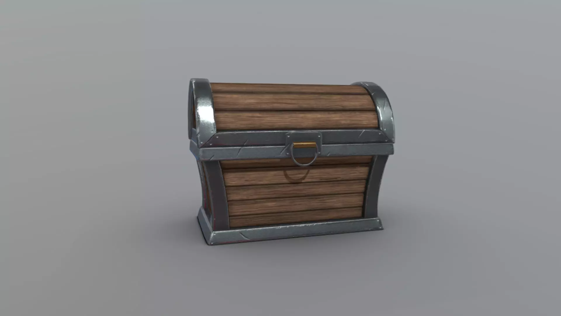 Wooden Chest Low-poly 3D model_0
