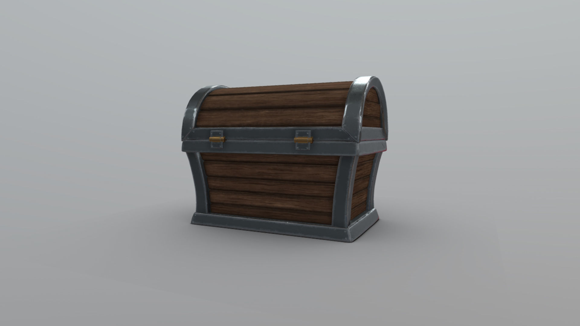 Wooden Chest Low-poly 3D model_1