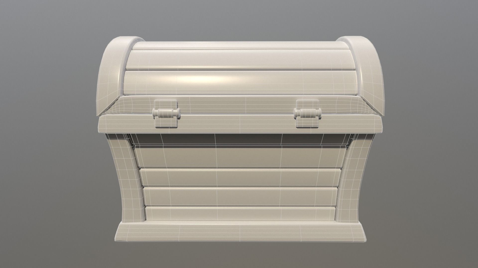 Wooden Chest Low-poly 3D model_4