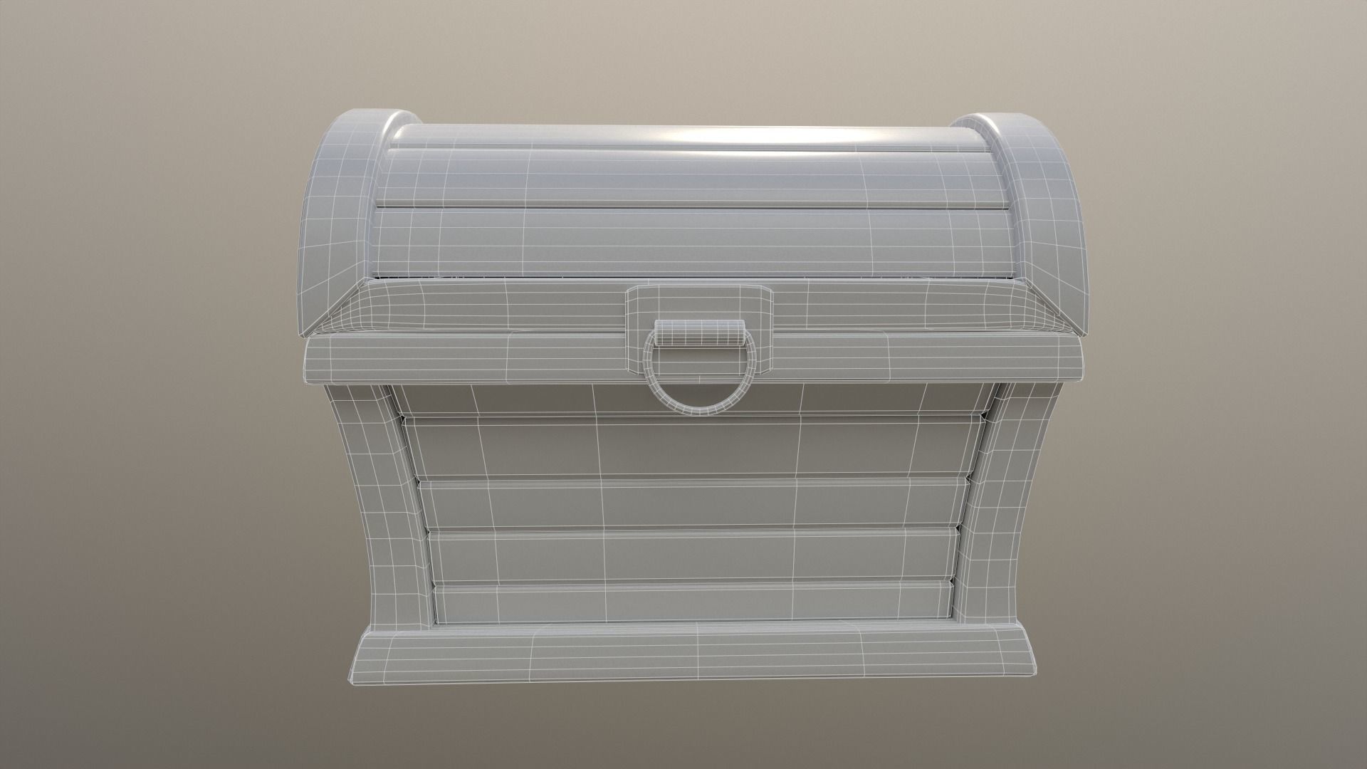 Wooden Chest Low-poly 3D model_3