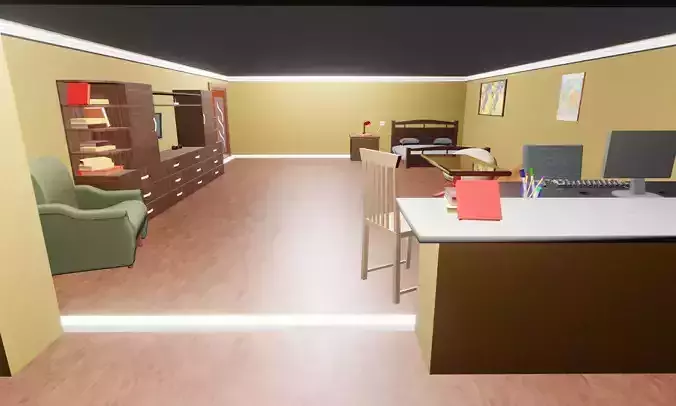 room interior Low-poly 3D model