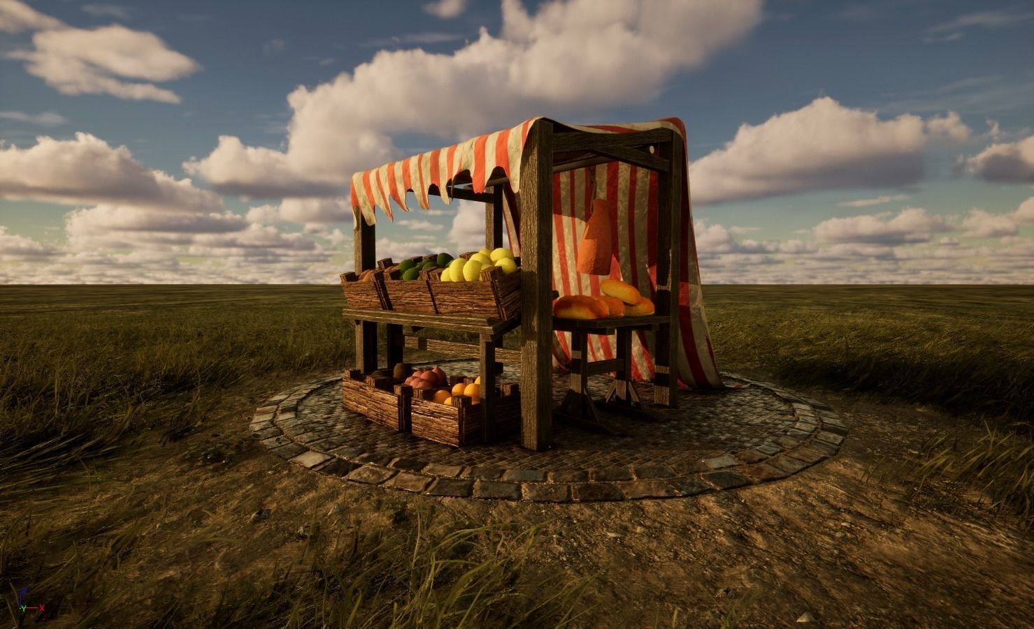 Medieval Market Stall Model 3D Tudor  Blender  UE5 Low-poly 3D model_4