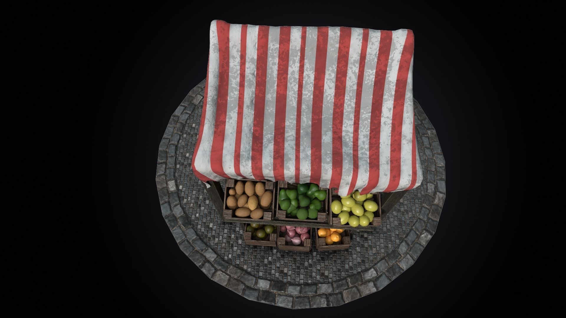 Medieval Market Stall Model 3D Tudor  Blender  UE5 Low-poly 3D model_8