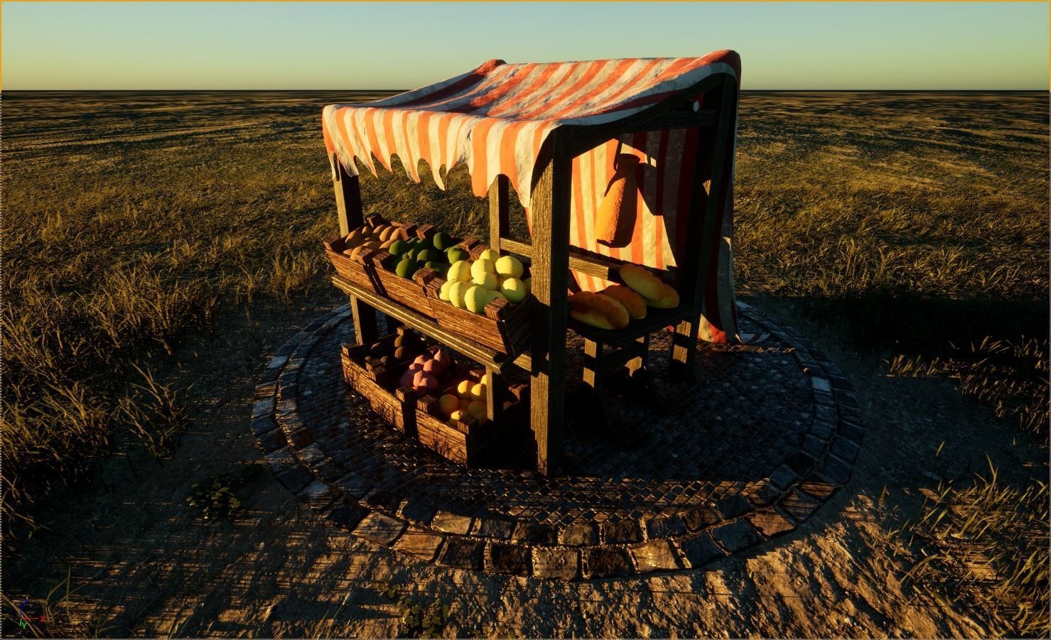 Medieval Market Stall Model 3D Tudor  Blender  UE5 Low-poly 3D model_12