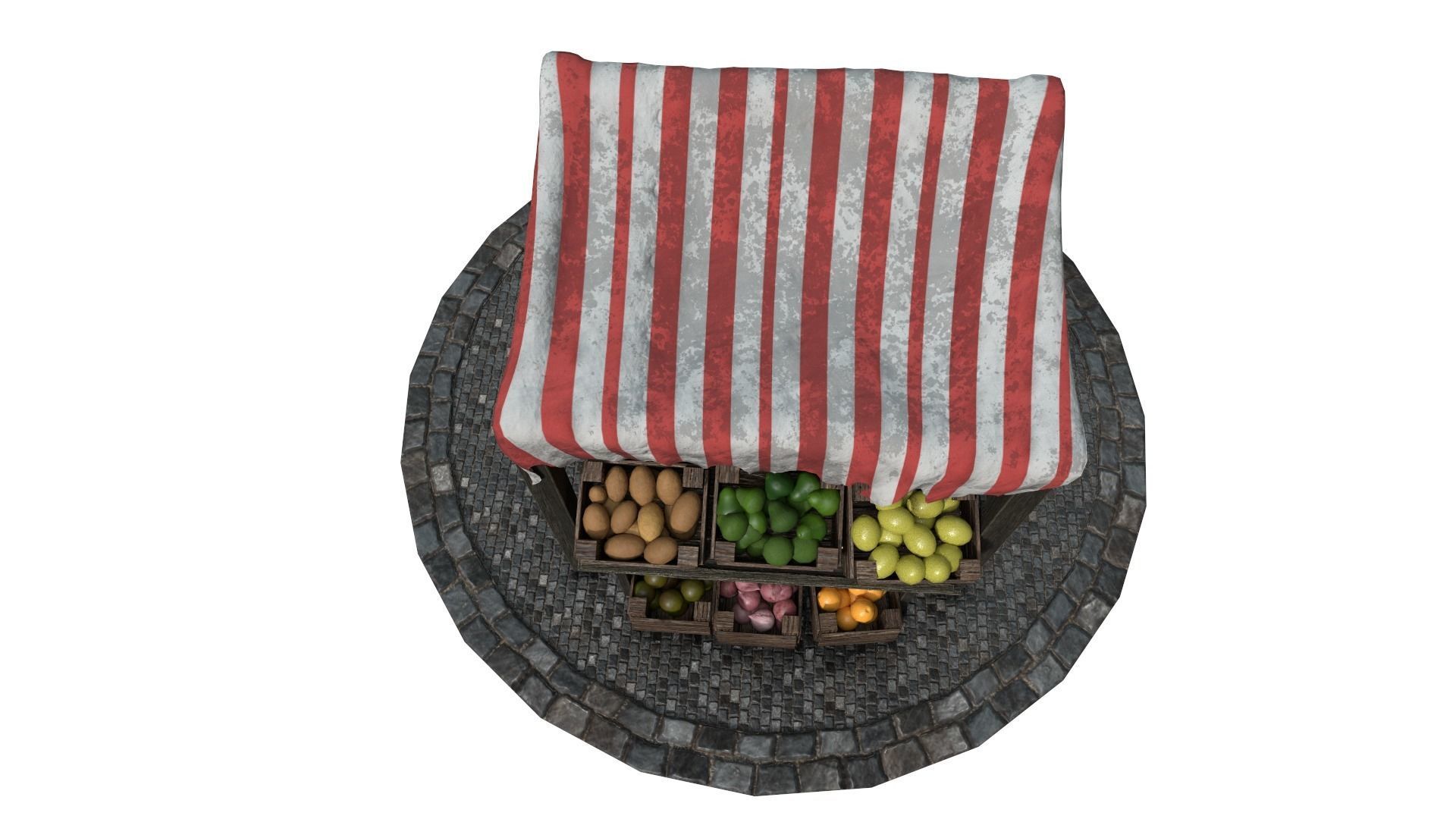 Medieval Market Stall Model 3D Tudor  Blender  UE5 Low-poly 3D model_17