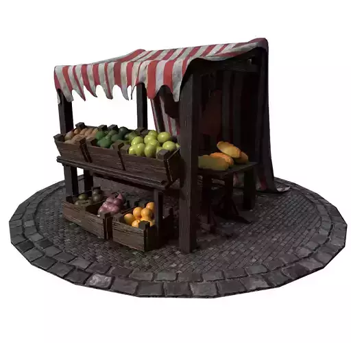 Medieval Market Stall Model 3D Tudor  Blender  UE5 Low-poly 3D model