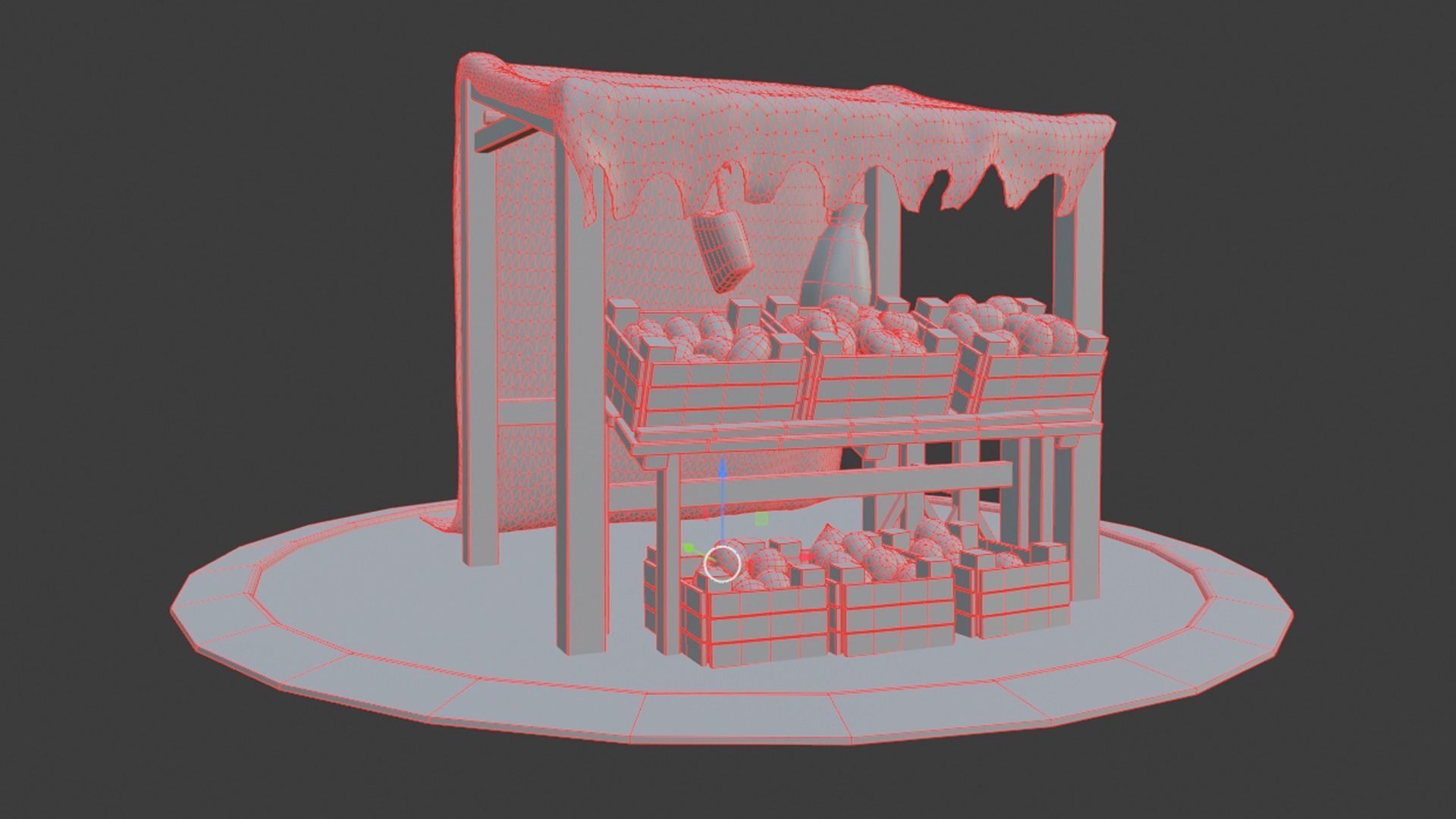 Medieval Market Stall Model 3D Tudor  Blender  UE5 Low-poly 3D model_19