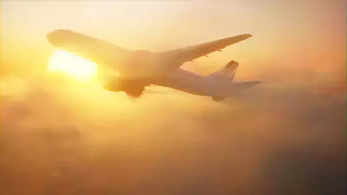 Plane in Clouds - Day time and night time Low-poly 3D model