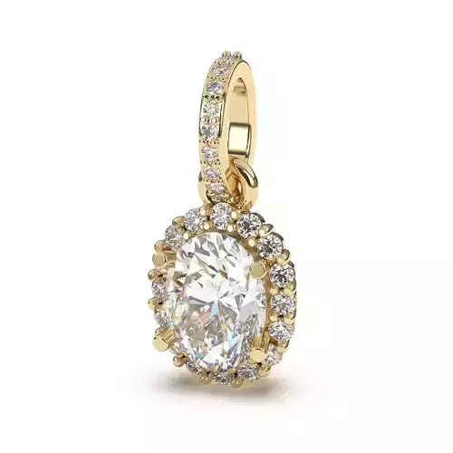 Oval Halo Diamond Pendant