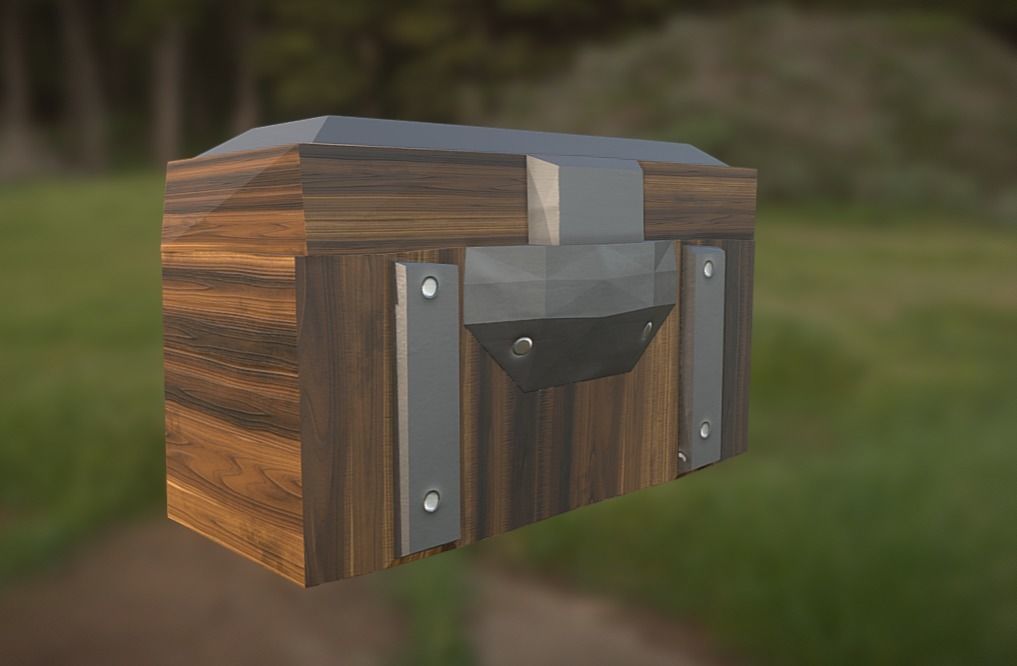 Chest and crate Low-poly 3D model_7
