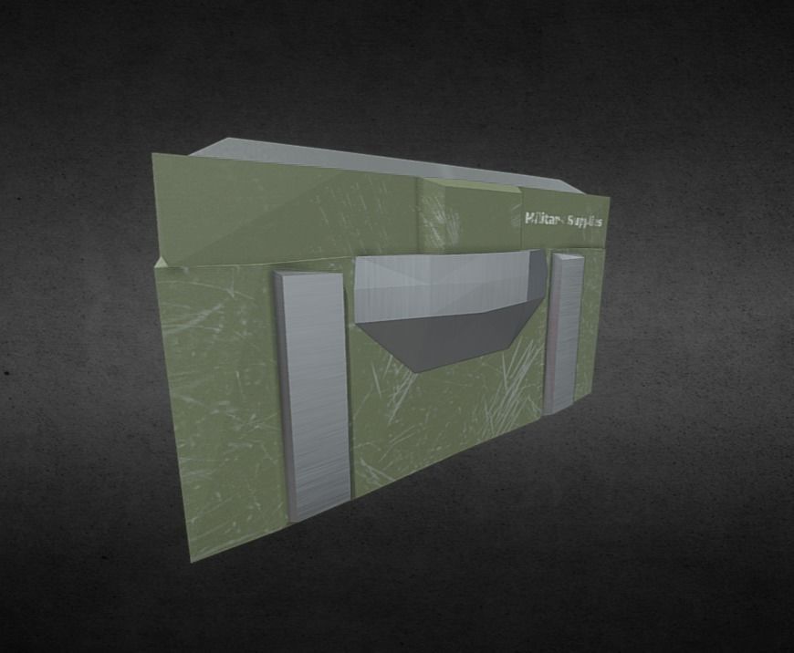 Chest and crate Low-poly 3D model_2