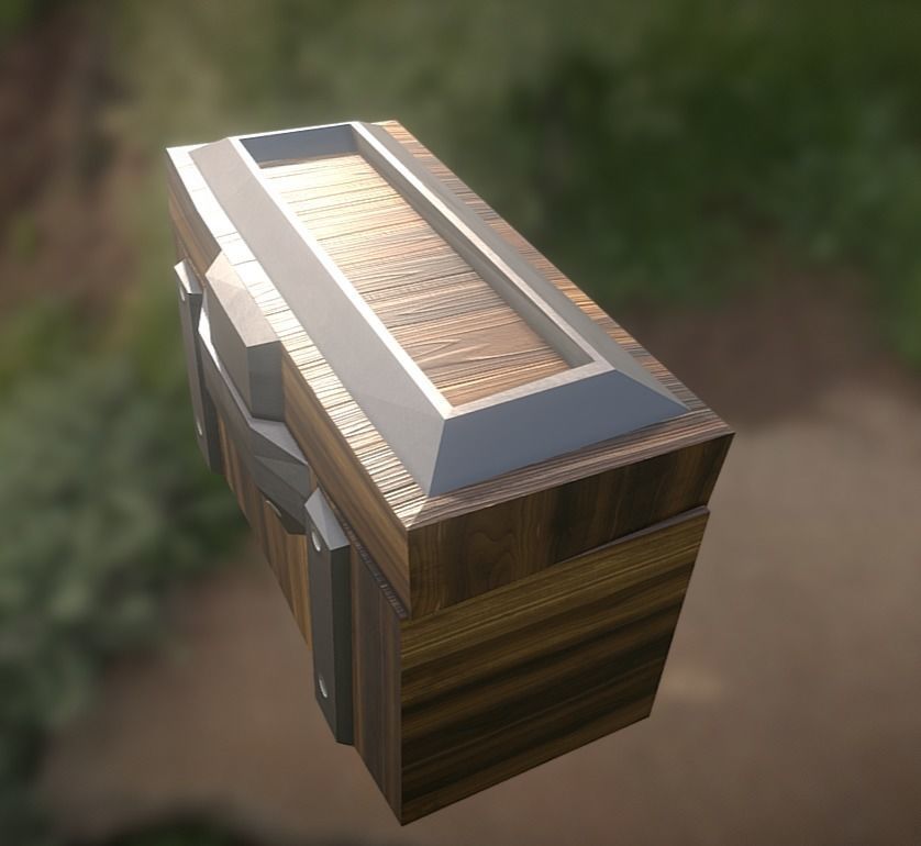 Chest and crate Low-poly 3D model_8