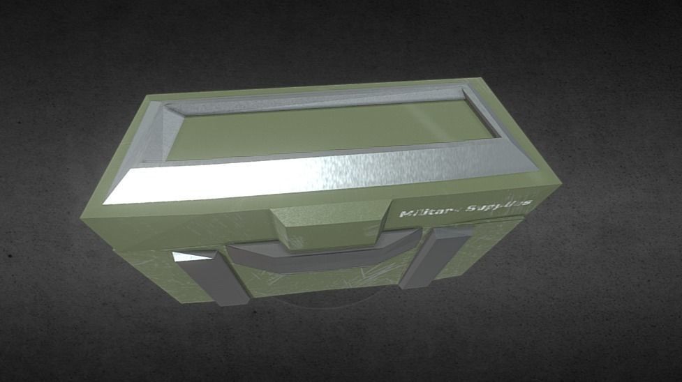 Chest and crate Low-poly 3D model_5