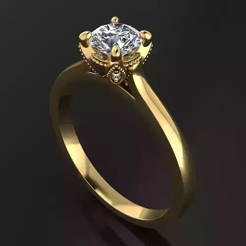 Solitaire Diamond Petal Prong Gallery Engagement Ring