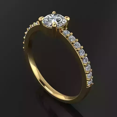 Solitaire Diamond Low Profile Engagement Ring