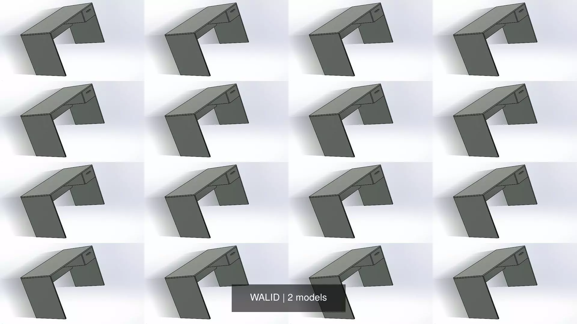 WALID computer desk with drawer on side 3D Model Collection_0