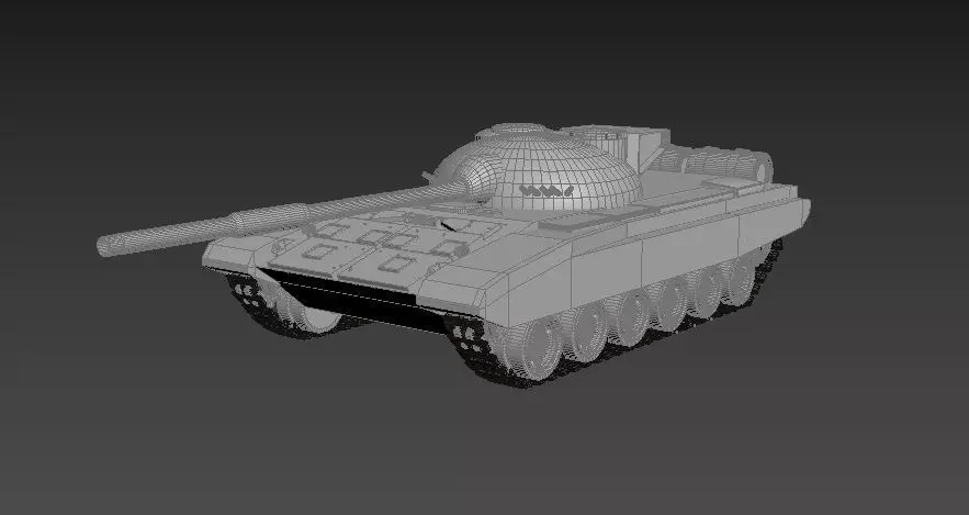 T-72 tank Low-poly 3D model_0