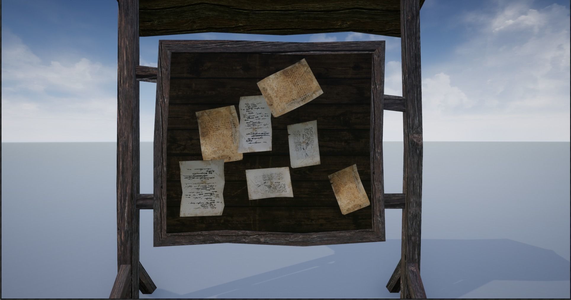 Wooden Notice Post - Notice Boards Low-poly 3D model_14