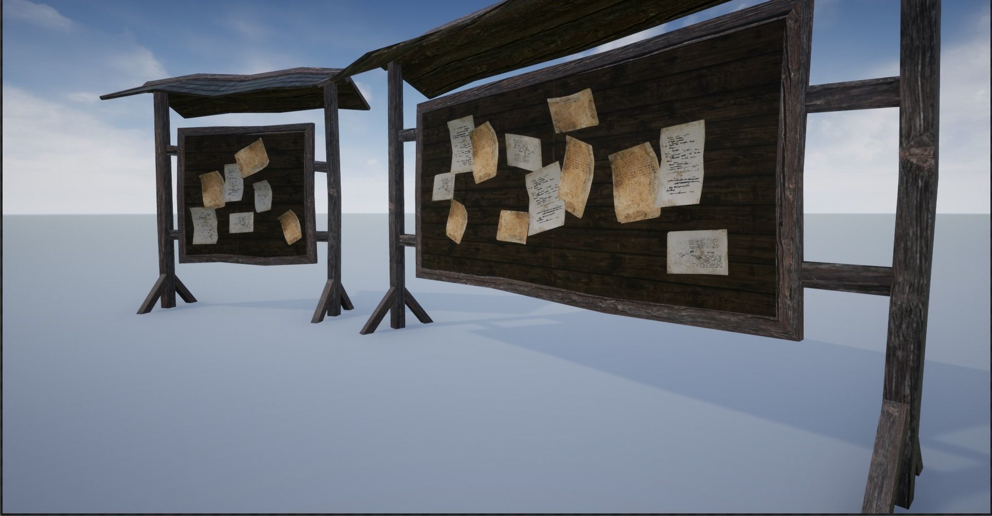 Wooden Notice Post - Notice Boards Low-poly 3D model_4