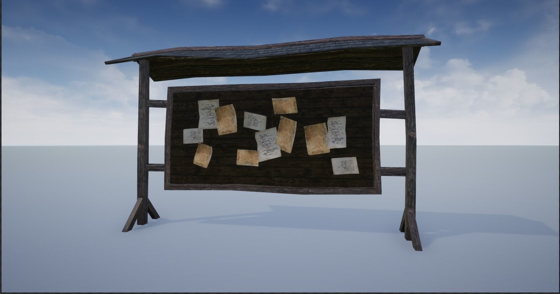 Wooden Notice Post - Notice Boards Low-poly 3D model_16