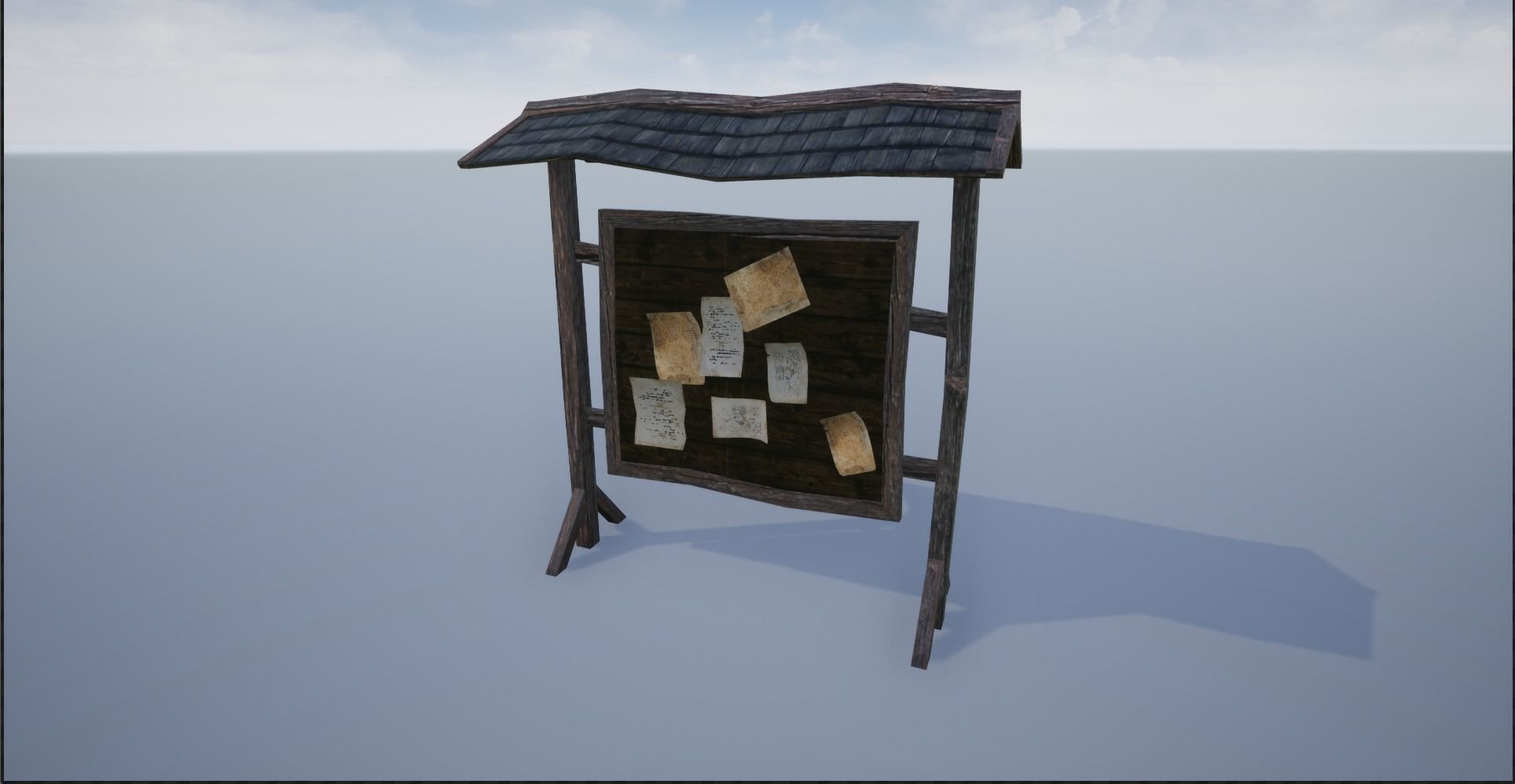 Wooden Notice Post - Notice Boards Low-poly 3D model_7