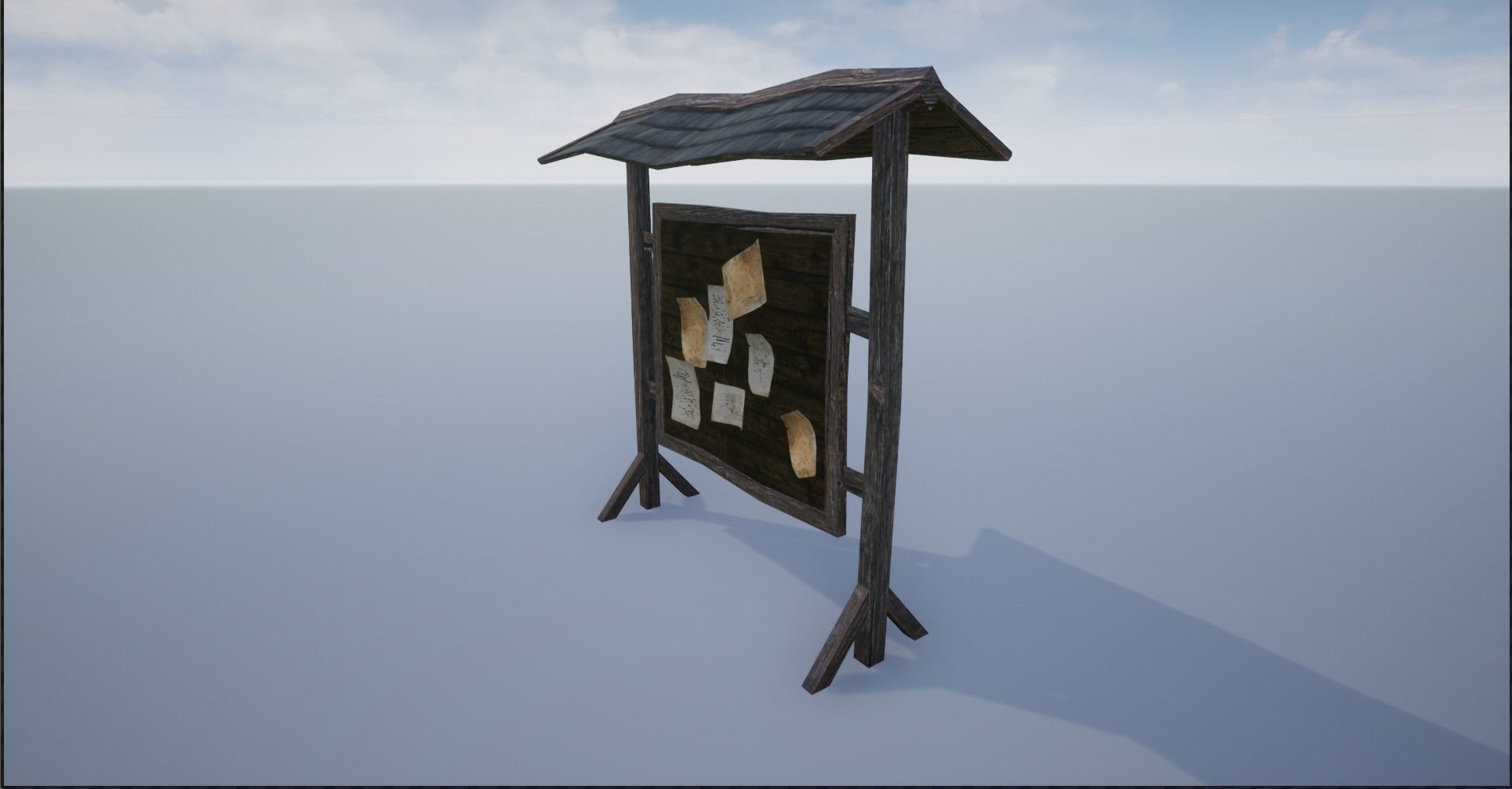 Wooden Notice Post - Notice Boards Low-poly 3D model_9