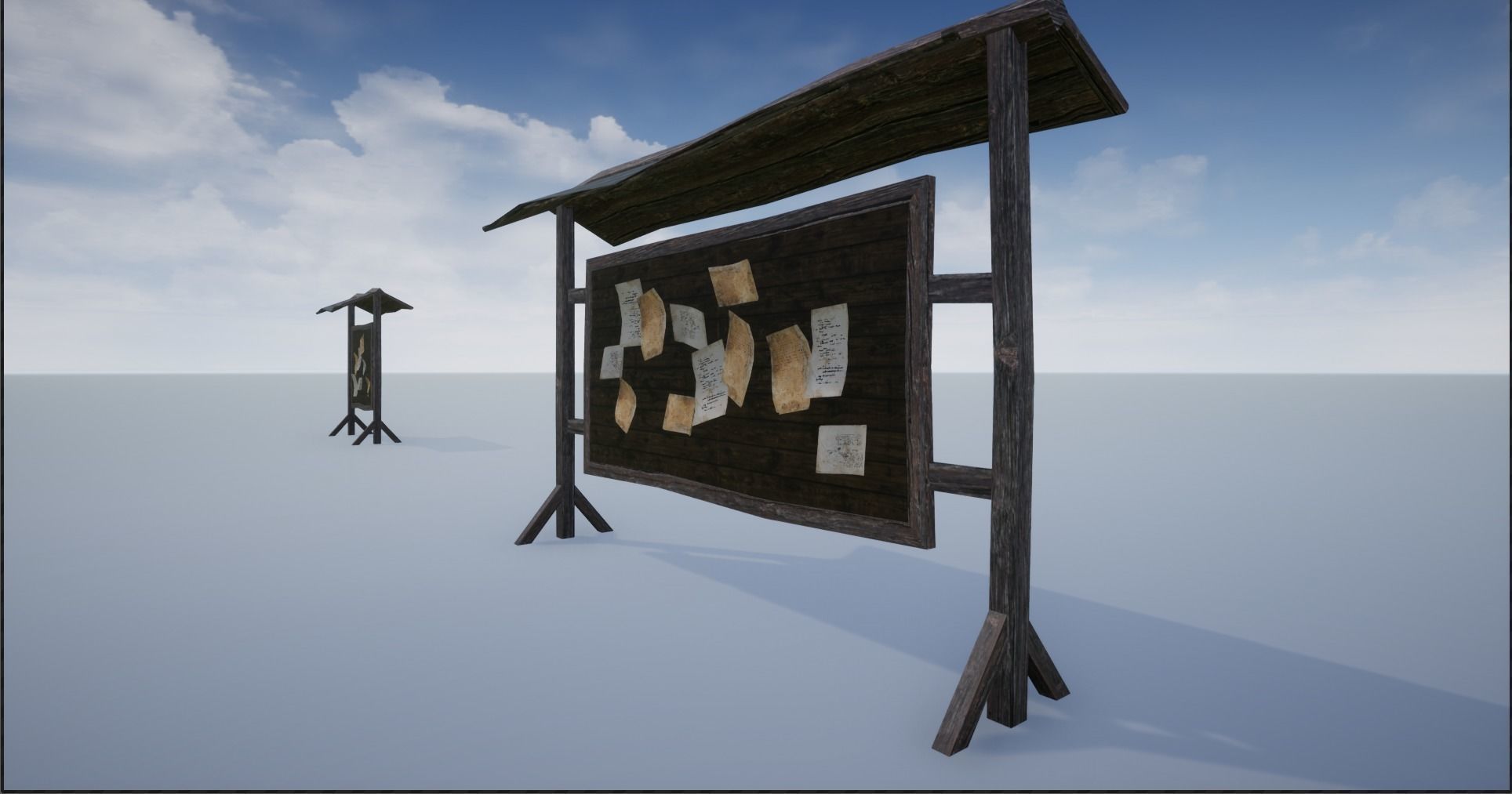 Wooden Notice Post - Notice Boards Low-poly 3D model_18