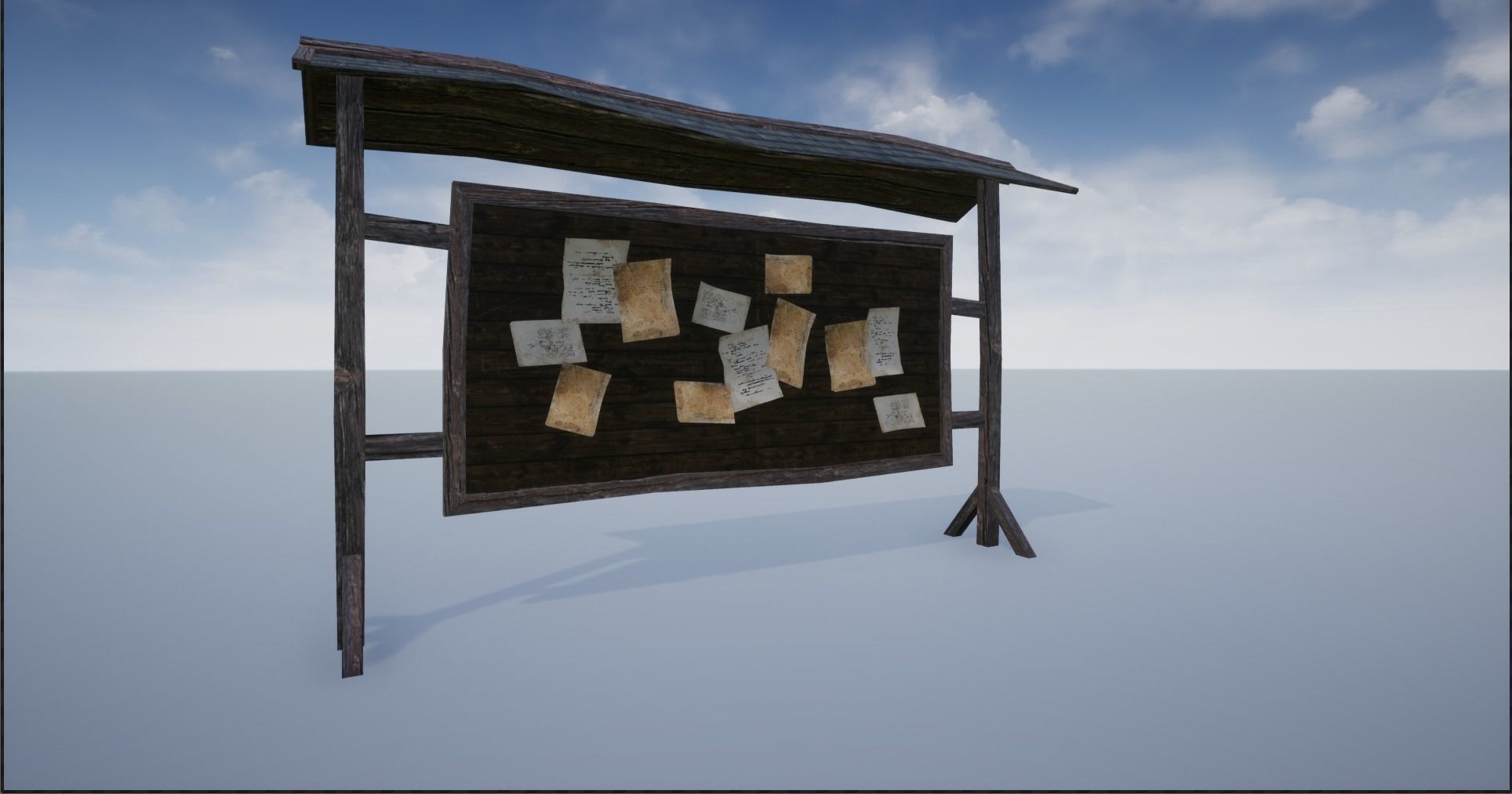 Wooden Notice Post - Notice Boards Low-poly 3D model_15